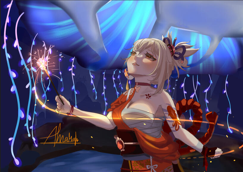 colored sketch with background